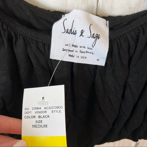 Sadie & Sage Black Flounce Bralette Size Medium Light Support Soft Pull On - Picture 4 of 7